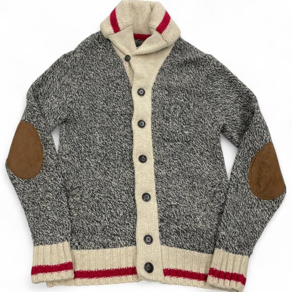 Roots Canada Wool Blend Elbow Patch Cardigan Button Varsity Sweater Men's XS - Picture 3 of 9